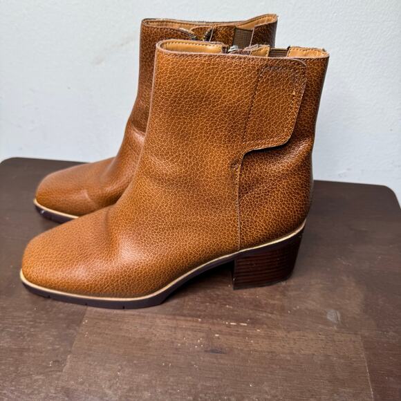 NYDJ Women’s Brown Arianna Leather Ankle Boots Size 6.5M Block Heel Square Toe - Picture 8 of 9